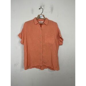 Sonoma Goods For Life Womens Large Coral Gauze Button Down Shirt Cotton